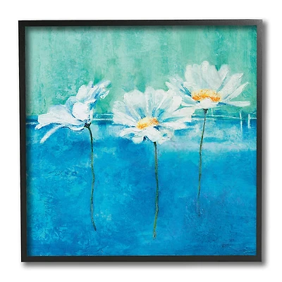 Stupell Industries  Abstract Blue Color Pop White Daisy Floral,12" x 12"