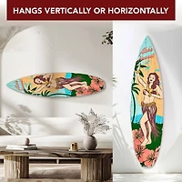 American Art Decor Aloha Hawaii Surfboard Plague Wall Sign - 15" x 59.625"