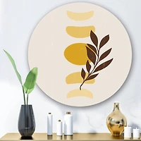 Designart - Abstract Geometrical Sun and Moon With Leaf VII