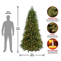 7.5ft. Pre-Lit Feel Real® Jersey Frasier Fir Slim Artificial Christmas Tree, Clear Lights
