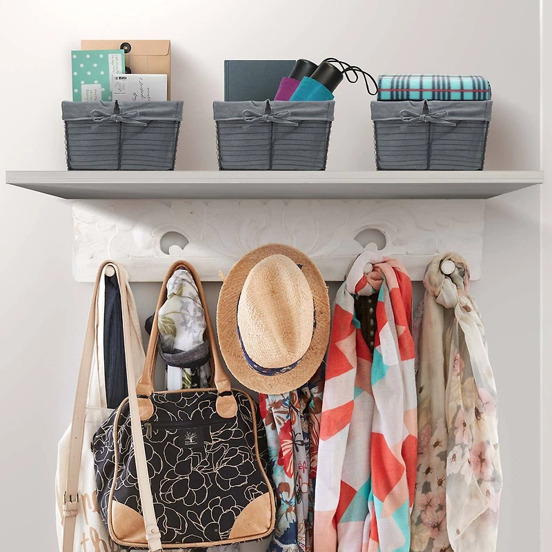 Sorbus 9" Gray Wire Baskets with Removable Liner, 3ct.