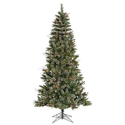 6ft. Pre-Lit Snow Tipped Pine & Berry Artificial Christmas Tree, Clear Dura-Lit® Lights