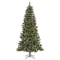 6ft. Pre-Lit Snow Tipped Pine & Berry Artificial Christmas Tree, Clear Dura-Lit® Lights