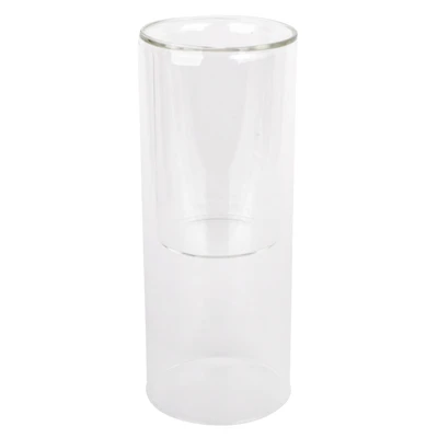 8" Clear Glass Dual Cylinder Candle Holder by Ashland®