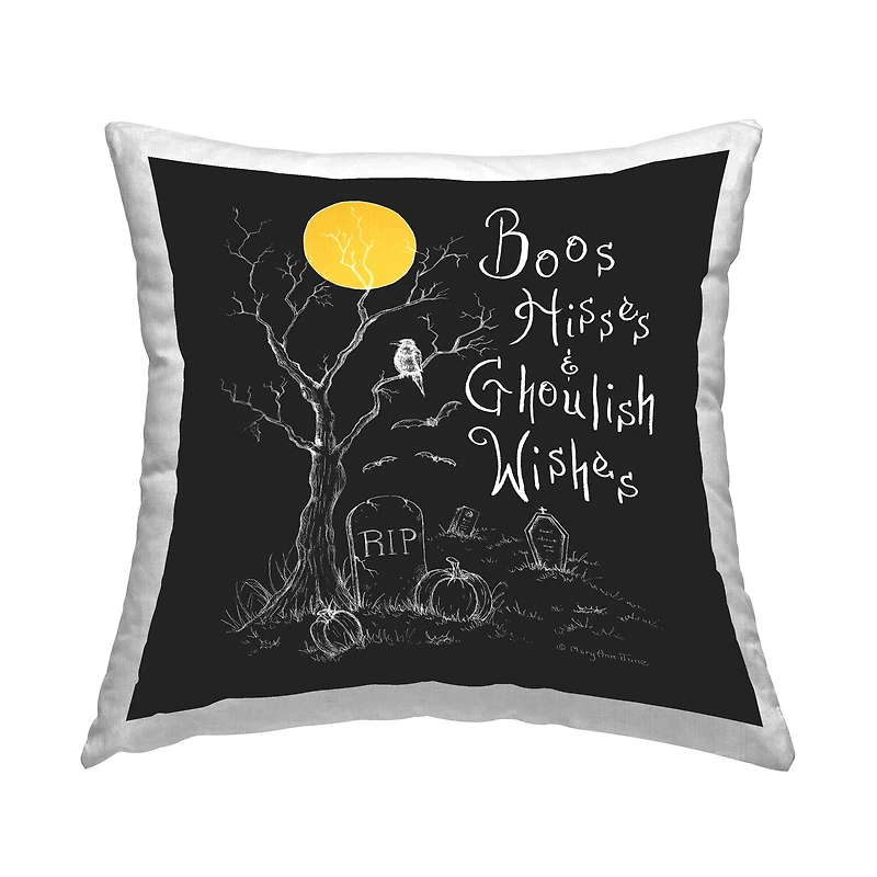 Stupell Industries Boos Hisses Ghoulish Wishes Halloween Throw Pillow