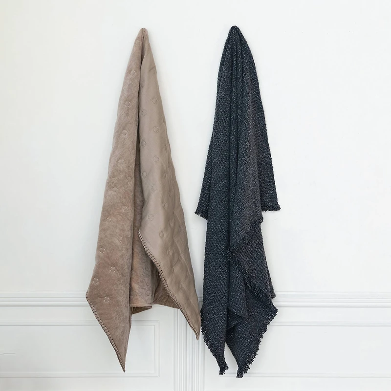 Hello Honey® Stonewashed Charcoal Bouclé Cotton Blend Throw