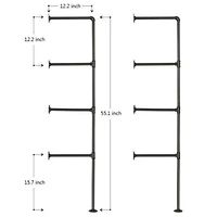NEX™ 55" Black DIY Industrial Wall-Mounted Iron Pipe Open Bookshelf