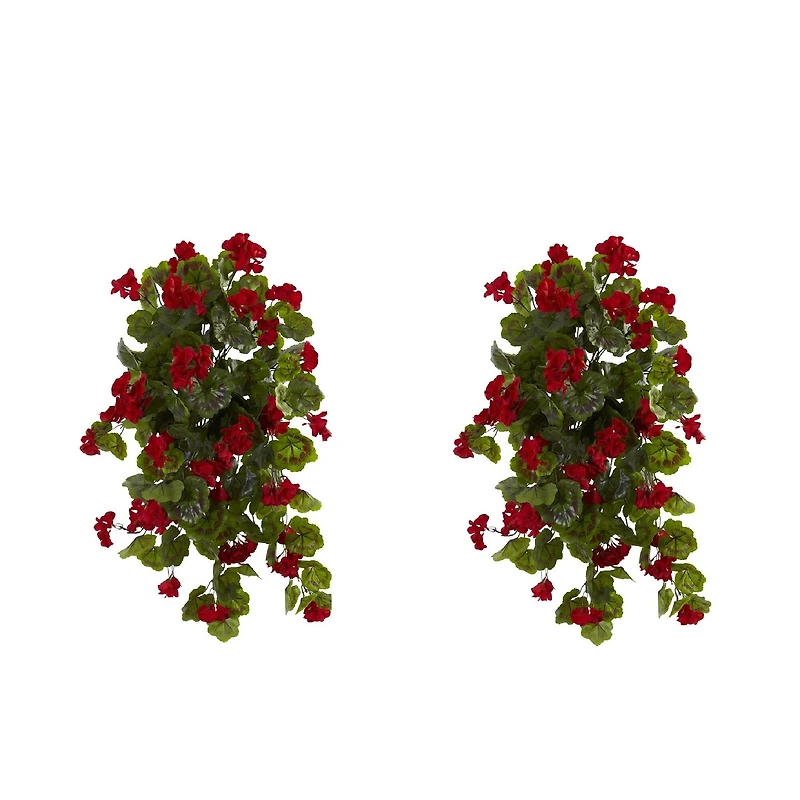 29" UV Resistant Geranium Artificial Hanging Plants, 2ct.