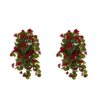 29" UV Resistant Geranium Artificial Hanging Plants, 2ct.