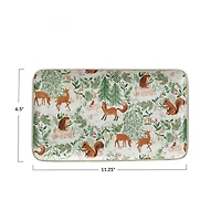 Hello Honey® 11.25" Woodland Flora & Fauna Stoneware Platter
