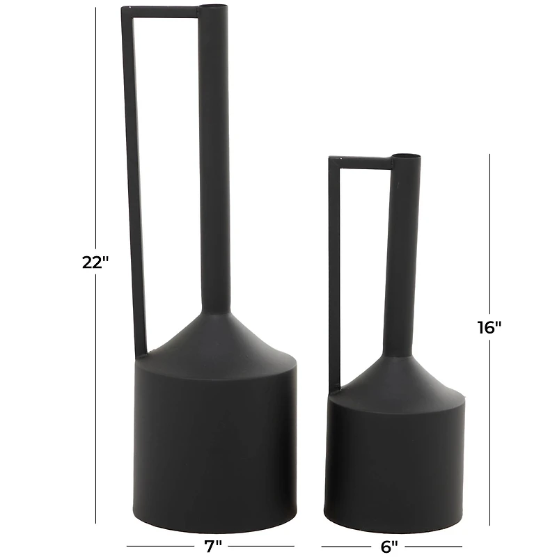 CosmoLiving by Cosmopolitan Black Metal Vase with Handles Set of 2 22", 16"