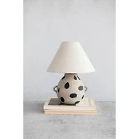 Hello Honey® 15" Hand-Painted Terra-cotta Table Lamp with Dots and Fabric Shade
