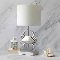 Simple Designs™ 18" Brushed Nickel Pinching Crab Table Lamp with White Shade