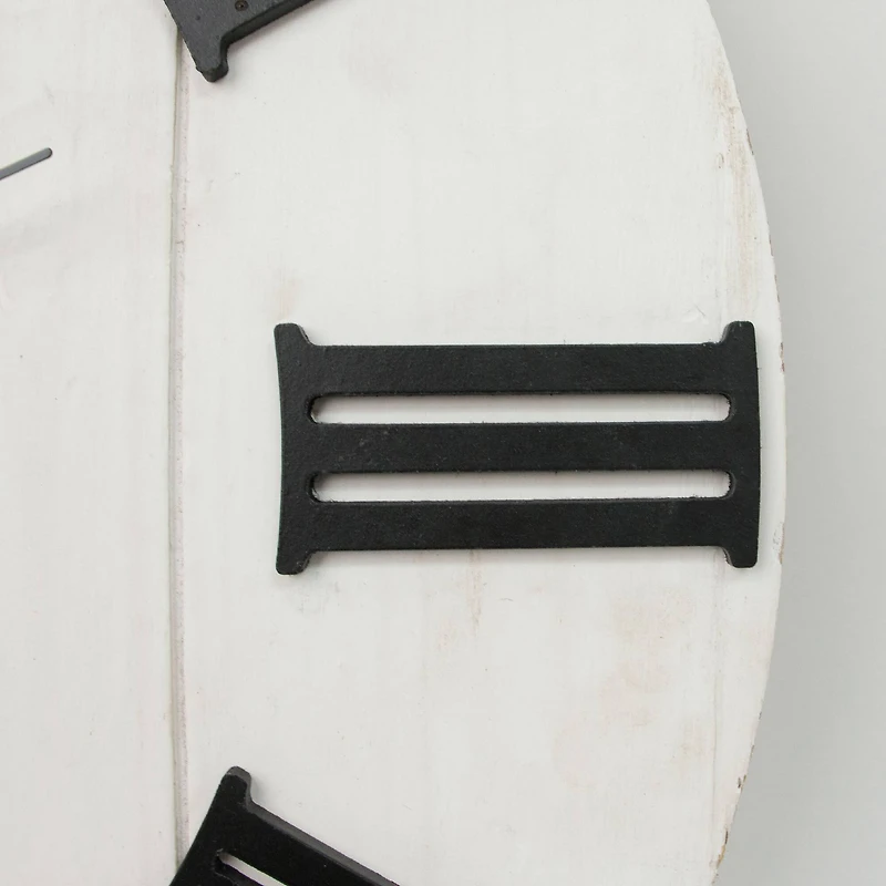 Whitewashed Wood Rustic Oversized Wall Clock (25")