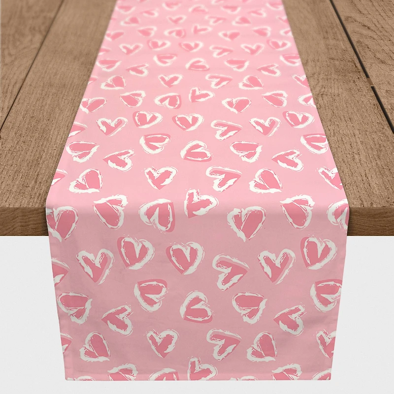 72" Pink Cute Hearts Table Runner