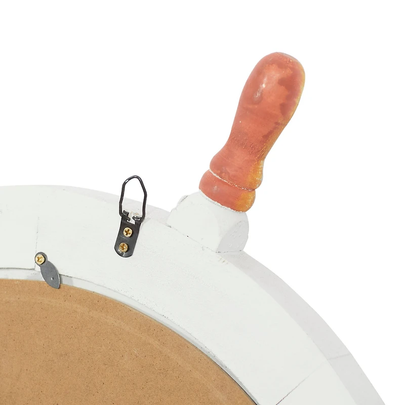 25'' White Coastal Wood Wall Mirror