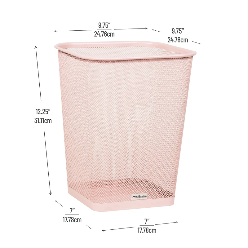 Mind Reader 2 Piece Square Metal Mesh Waste Basket Set