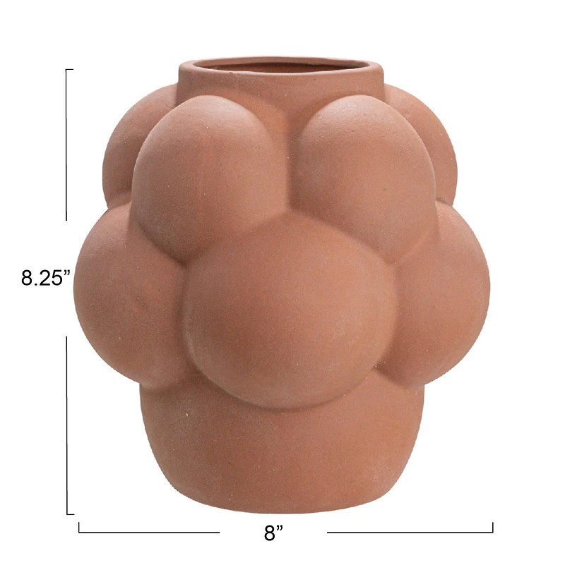 Hello Honey® 8" Terra Cotta Raised Dots Ceramic Vase