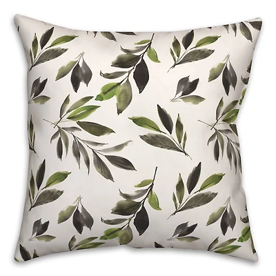 Watercolor Leaves Pattern 18" x 18" Throw Pillow