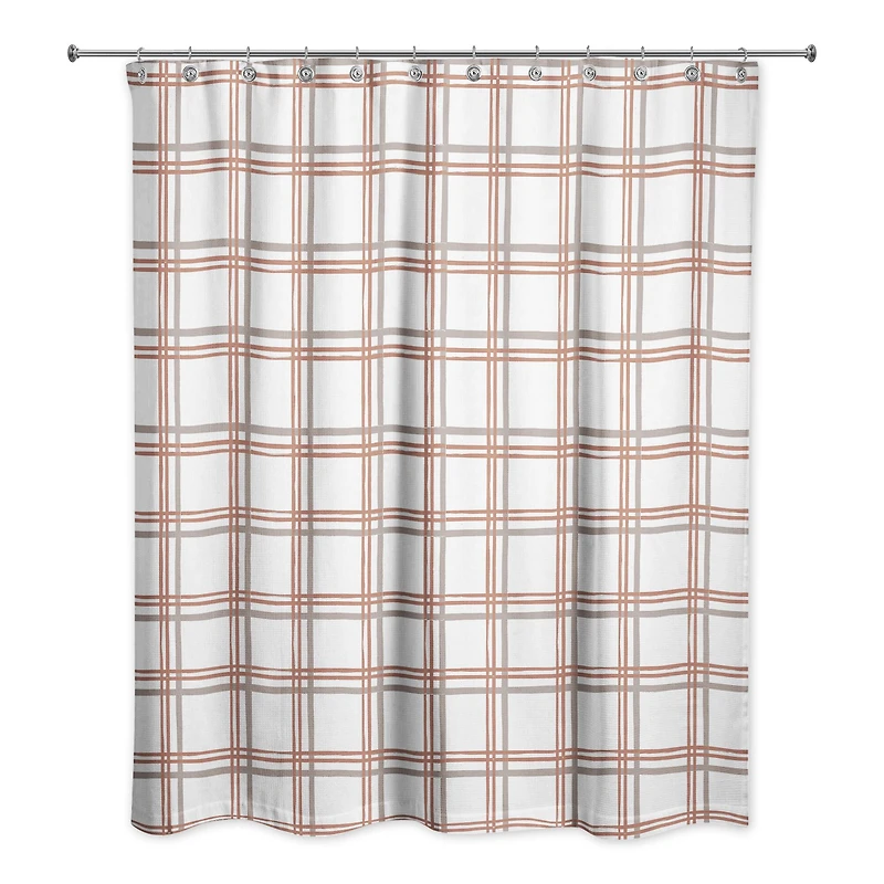 Holiday Plaid on White Shower Curtain