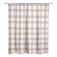Holiday Plaid on White Shower Curtain