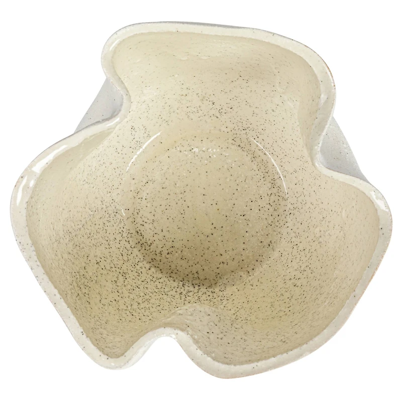 Hello Honey® 7.25" White Sand Finish Ruffled Stoneware Planter