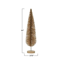 Hello Honey® 15" Gold Glitter Plastic Bottle Brush Tree with Wood Base