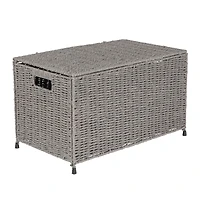 Gray Woven Paper Rope Storage Chest with Hinged Lid & Integrated Handles