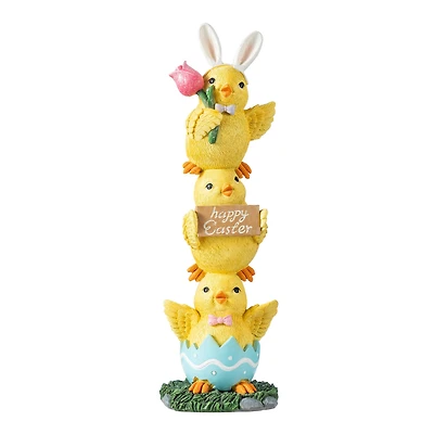 Glitzhome® 13.25" Easter Resin Stackable Chickens Table Decor