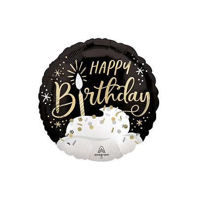 18" Black, Silver & Gold Birthday Wishes Foil Balloon