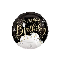 18" Black, Silver & Gold Birthday Wishes Foil Balloon