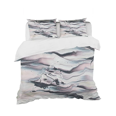 Designart 'Grey Marbling V' Geometric Bedding Set