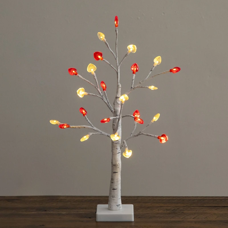 2ft. Pre-Lit Artificial Valentine's Day Twig Tree with 24 Red & White Heart-Shaped LED Lights