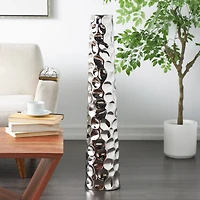 3ft. Silver Ceramic Geometric Bubble Vase with Concaved Circles