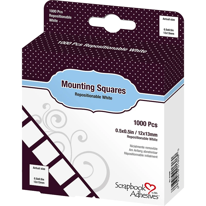 Scrapbook Adhesives By 3L® White Repositionable Mounting Squares, 1000ct.