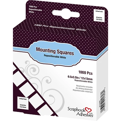 Scrapbook Adhesives By 3L® White Repositionable Mounting Squares, 1000ct.