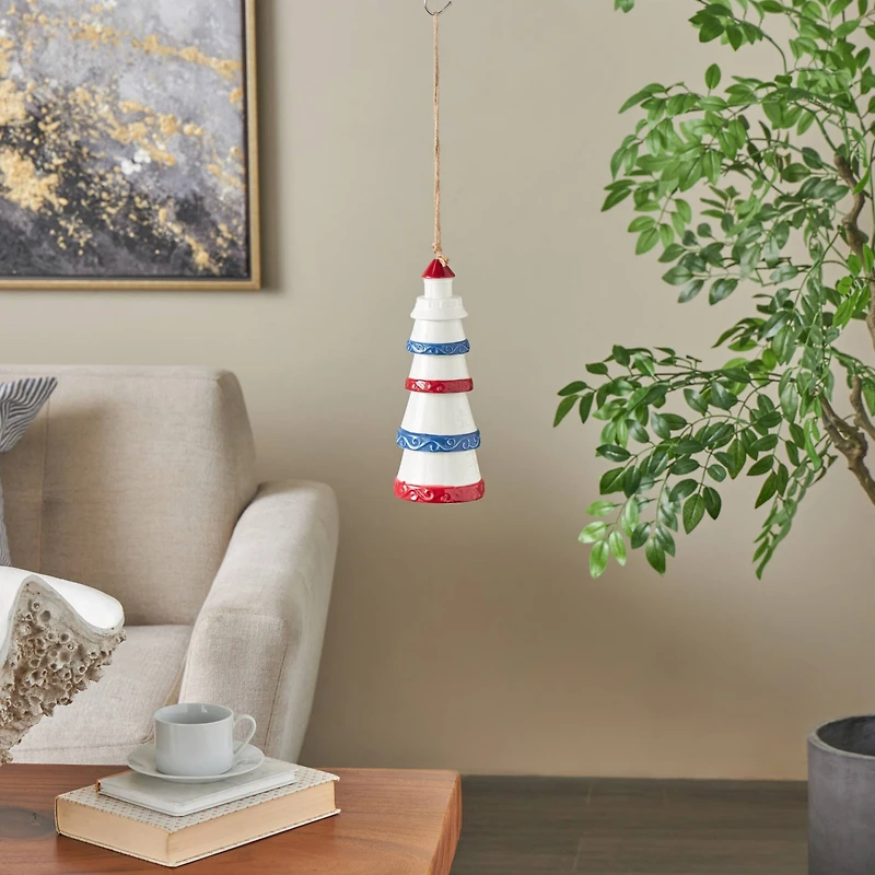 21" Red, White & Blue Ceramic Light House Windchime