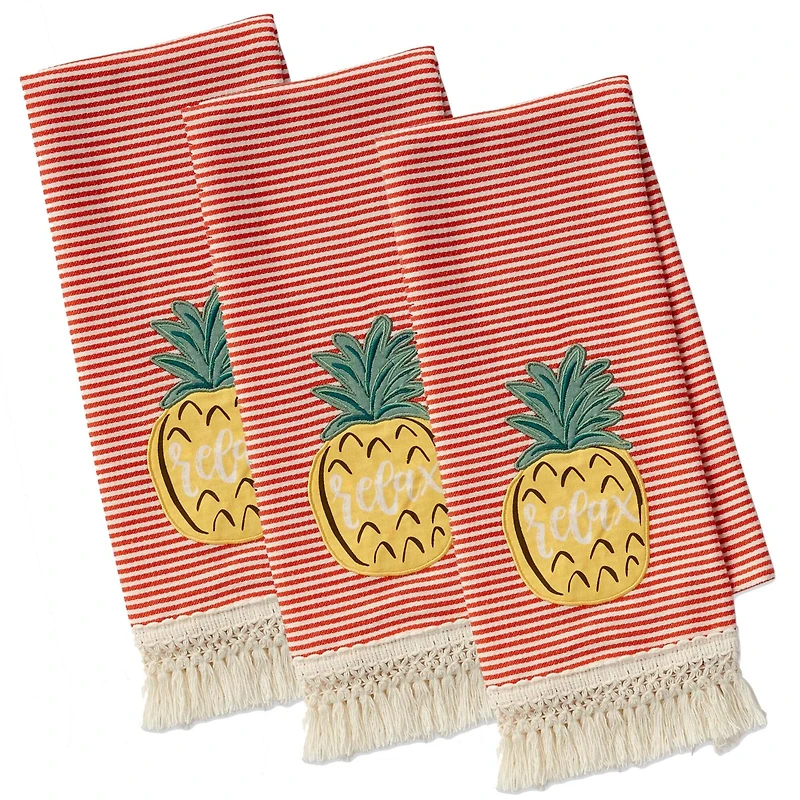 DII® Island Tropics Pineapple Embellished Dish Towels, 3ct.