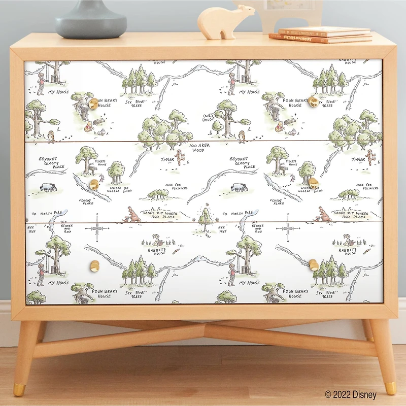 RoomMates Winnie The Pooh 100 Acre Wood Map Peel & Stick Wallpaper