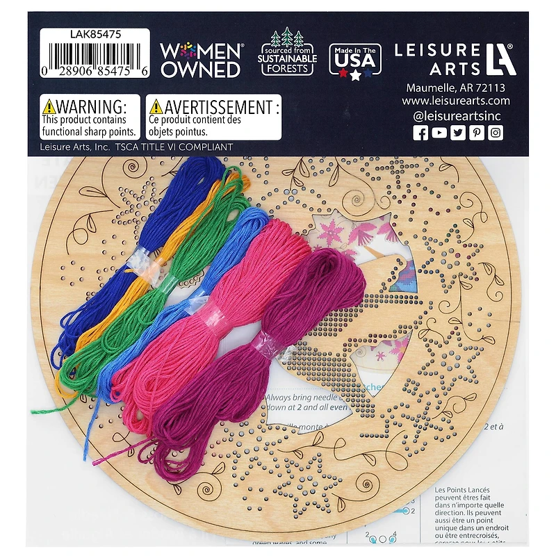 Leisure Arts® Intermediate Floral Hummingbird Wood Stitchery Kit