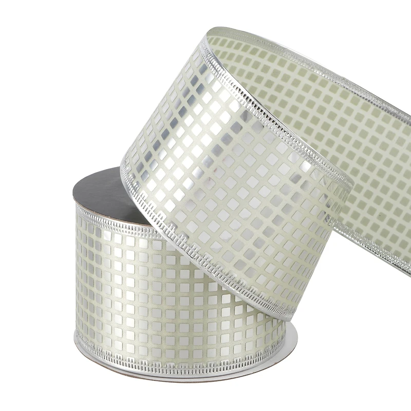 2.5" x 20ft. Silver Squares Wired Ribbon by Celebrate It® Halloween