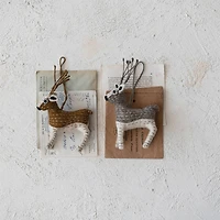 Hello Honey® 6.5" Handmade Wool Felt Reindeer Ornaments with Stitching Set