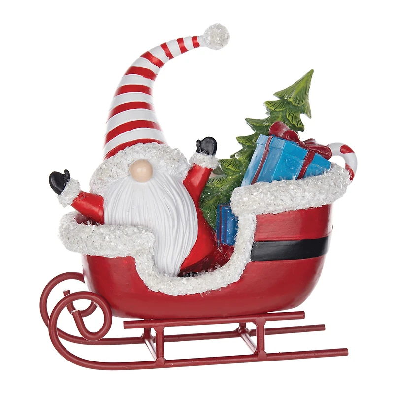 8" Santa Gnome in Sleigh Figurine, 2ct.