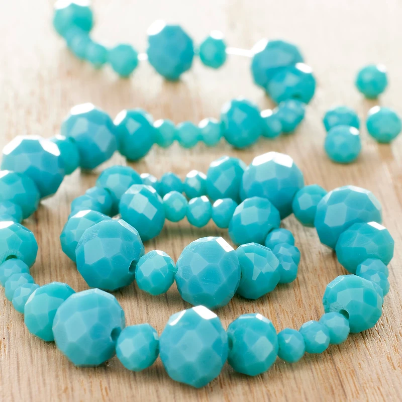 Aqua Faceted Glass Rondelle Bead Strings by Bead Landing™