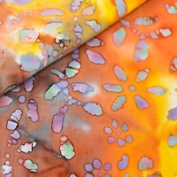 SINGER Batik Red & Orange Flower Cotton Fabric