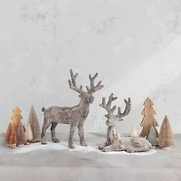 Hello Honey® 9.75" Snow Finish Plastic & Bark Lying Deer