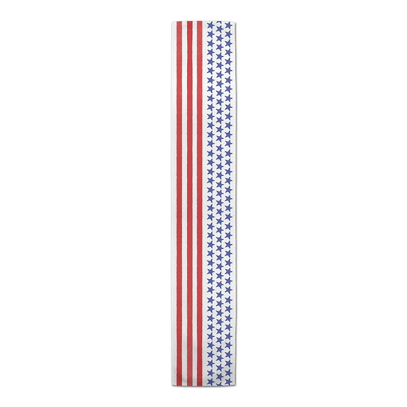 72" Simple Stars and Stripes Cotton Twill Runner