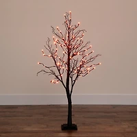 4ft. Orange & Purple LED Pre-Lit Halloween Deluxe Black Twig Artificial Fall Tree