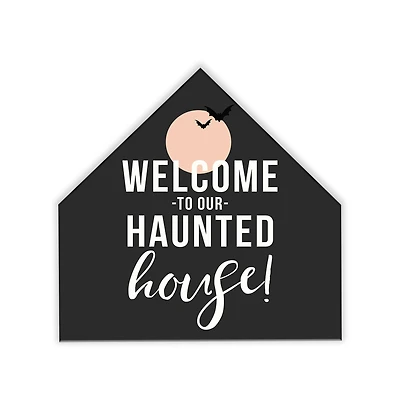 Haunted House Welcome House Shaped Canvas Wall Art