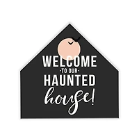 Haunted House Welcome House Shaped Canvas Wall Art